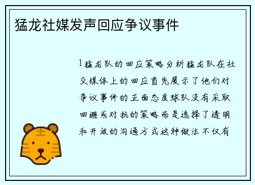 猛龙社媒发声回应争议事件